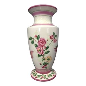 Laura Ashley Floral Vase with Pink and Green Accents